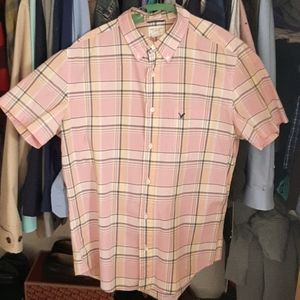 Pink vintage plaid American Eagle Polo
